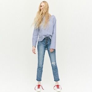 J Crew Blue Vintage Straight Button Up Jeans Size 28